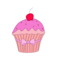 A Simple Pink Cupcake with a Cherry on top png