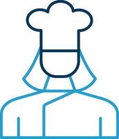 Lady Chef Line Blue Two Color Icon vector