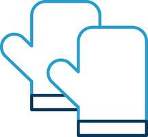 Kitchen Gloves Line Blue Two Color Icon vector