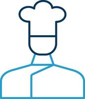 cocinero línea azul dos color icono vector