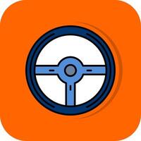 Steering Wheel Filled Orange background Icon vector