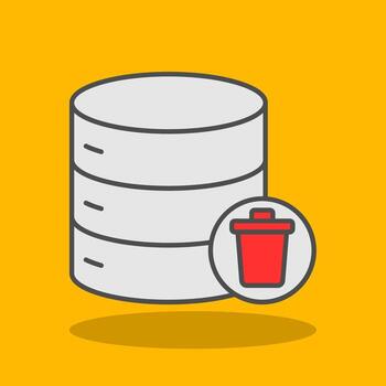 Eliminar datos lleno sombra icono vector