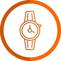 Wristwatch Line Orange Circle Icon vector