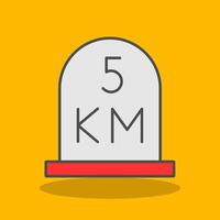 kilometer Filled Shadow Icon vector