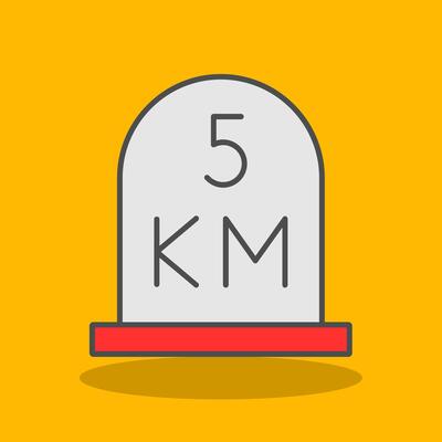 kilometer Filled Shadow Icon