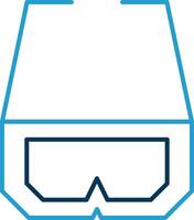 3d Glasses Line Blue Two Color Icon vector