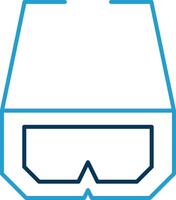 3d Glasses Line Blue Two Color Icon vector