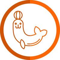 Seal Line Orange Circle Icon vector