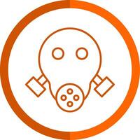 Gas Mask Line Orange Circle Icon vector