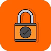 Lock Filled Orange background Icon vector