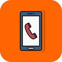 Phone Call Filled Orange background Icon vector