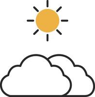 Clouds And Sun Skined Filled Icon vector