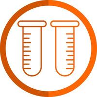 Test Tube Line Orange Circle Icon vector