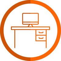 Desk Line Orange Circle Icon vector