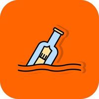 mensaje en un botella lleno naranja antecedentes icono vector