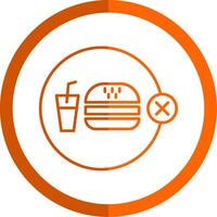 No basura comida línea naranja circulo icono vector