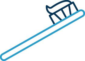 Toothbrush Line Blue Two Color Icon vector