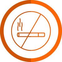 No Smoking Line Orange Circle Icon vector