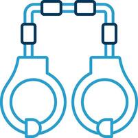 Handcuffs Line Blue Two Color Icon vector