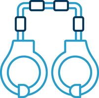 Handcuffs Line Blue Two Color Icon vector