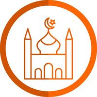 Mosque Line Orange Circle Icon vector