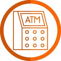 Atm Machine Line Orange Circle Icon vector