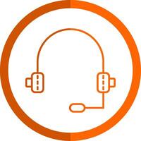 Headphone Line Orange Circle Icon vector