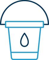 Water Bucket Line Blue Two Color Icon vector