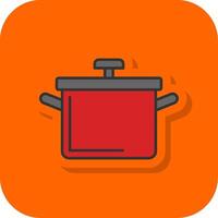 Cocinando maceta lleno naranja antecedentes icono vector