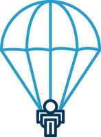 Parachuting Line Blue Two Color Icon vector