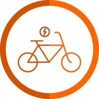 eléctrico bicicleta línea naranja circulo icono vector