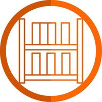 Bookshelf Line Orange Circle Icon vector