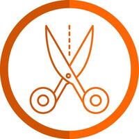 Scissors Line Orange Circle Icon vector