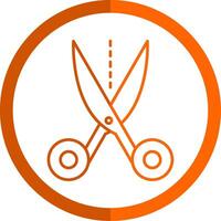 Scissors Line Orange Circle Icon vector