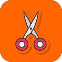 Scissors Filled Orange background Icon vector