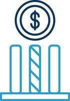 Dollar Line Blue Two Color Icon vector