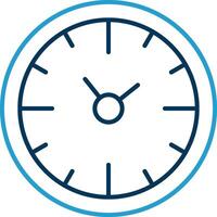 reloj hora línea azul dos color icono vector