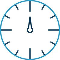 reloj línea azul dos color icono vector