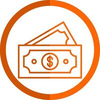 papel monedas línea naranja circulo icono vector