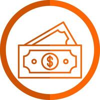 Paper Currencies Line Orange Circle Icon vector