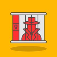 Criminal behind bars Filled Shadow Icon vector