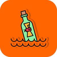 mensaje en botella lleno naranja antecedentes icono vector