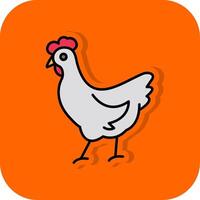 Chicken Filled Orange background Icon vector