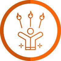 Juggling Fire Line Orange Circle Icon vector