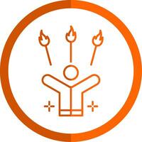 Juggling Fire Line Orange Circle Icon vector