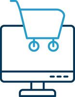 Online Shopping Line Blue Two Color Icon vector