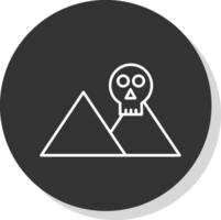 Skull Island Line Grey Circle Icon vector