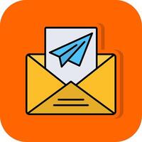 Paper Plane Filled Orange background Icon vector