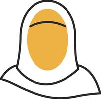 hijab desollado lleno icono vector