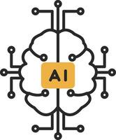 artificial inteligencia desollado lleno icono vector